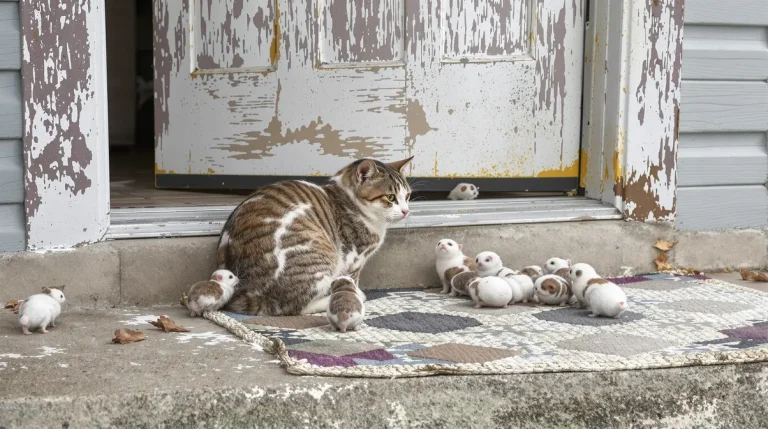 Une dame âgée ouvre sa porte en pleine vague de froid et découvre une chienne abandonnée avec ses 5 chiots transis